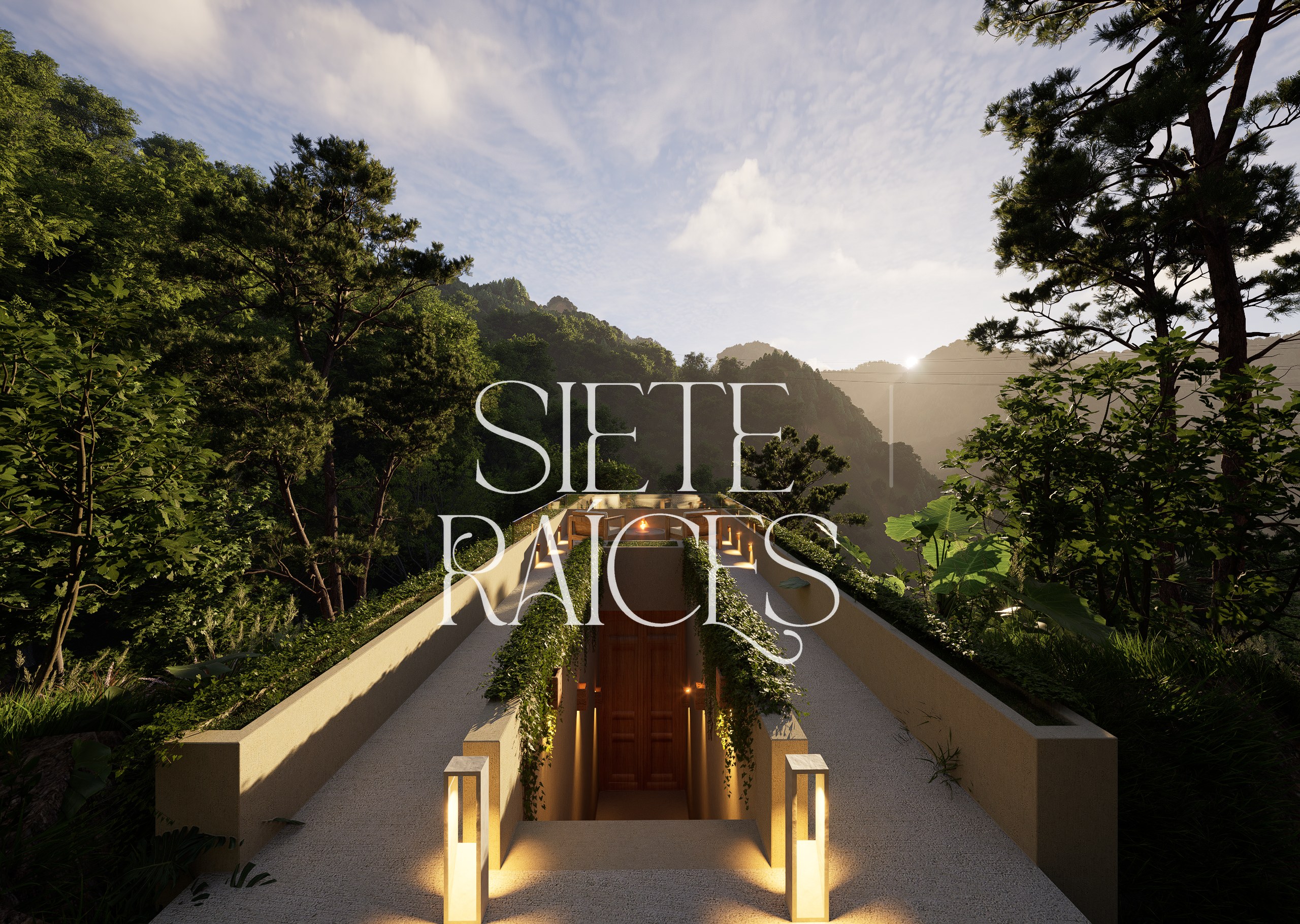 Siete Raíces Hotel — vista arquitectónica entre montañas en Concepción, Antioquia